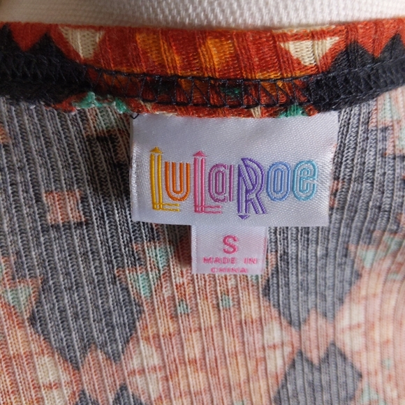 LuLaRoe Sarah Cardigan Duster Southwestern Sweater Long Open Front Orange Small - Picture 4 of 8